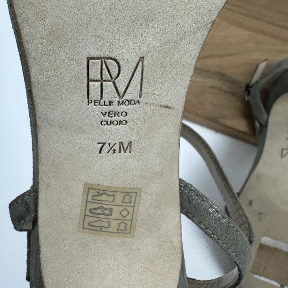 Womens Pelle Moda PM Rois Silver Suede Rhinestone Strappy Heels Size 7.5 M EUC‎ - Picture 8 of 10